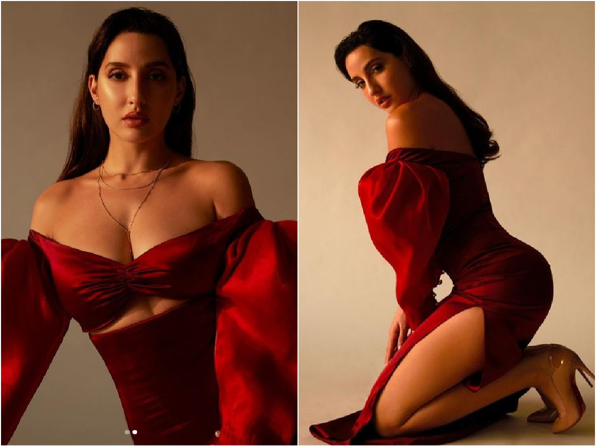 Nora Fatehi ने पहना 51 हजार का Red Satin Gown, फैंस दे रहे गजब रिएक्शन