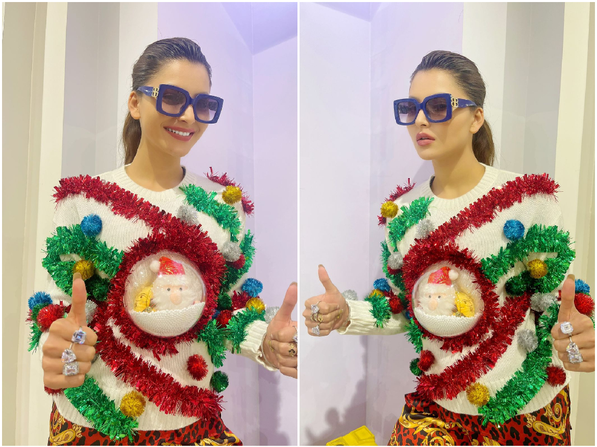 Urvashi Rautela क्रिसमस थीम वाली स्वेटशर्ट में दिखी बेहद अट्रैक्टिव, फैंस बोले- Super Hot