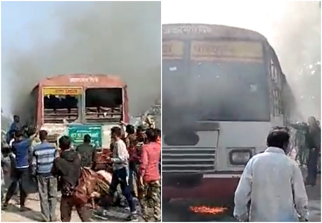 Viral Video : लखनऊ में रोडवेज की चलती बस बनी आग का गोला, ऐसे बची 45 सवारियों की जान