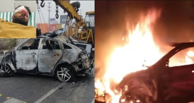 Rishabh pant accident video: हादसे के बाद कार में लग गई आग, जलती कार से इस तरह बाहर निकले ऋषभ पंत