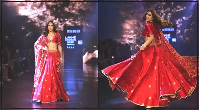 Lakme Fashion Week: Sara Ali Khan ने फैशन वीक में रेड लहंगे में बिखेरे जलवे, वायरल हुआ वीडियो